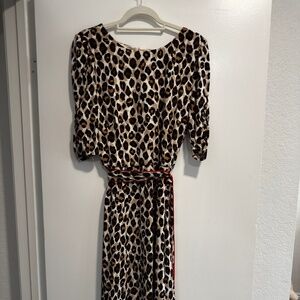 Eliza J Animal Print Long Sleeve Dress